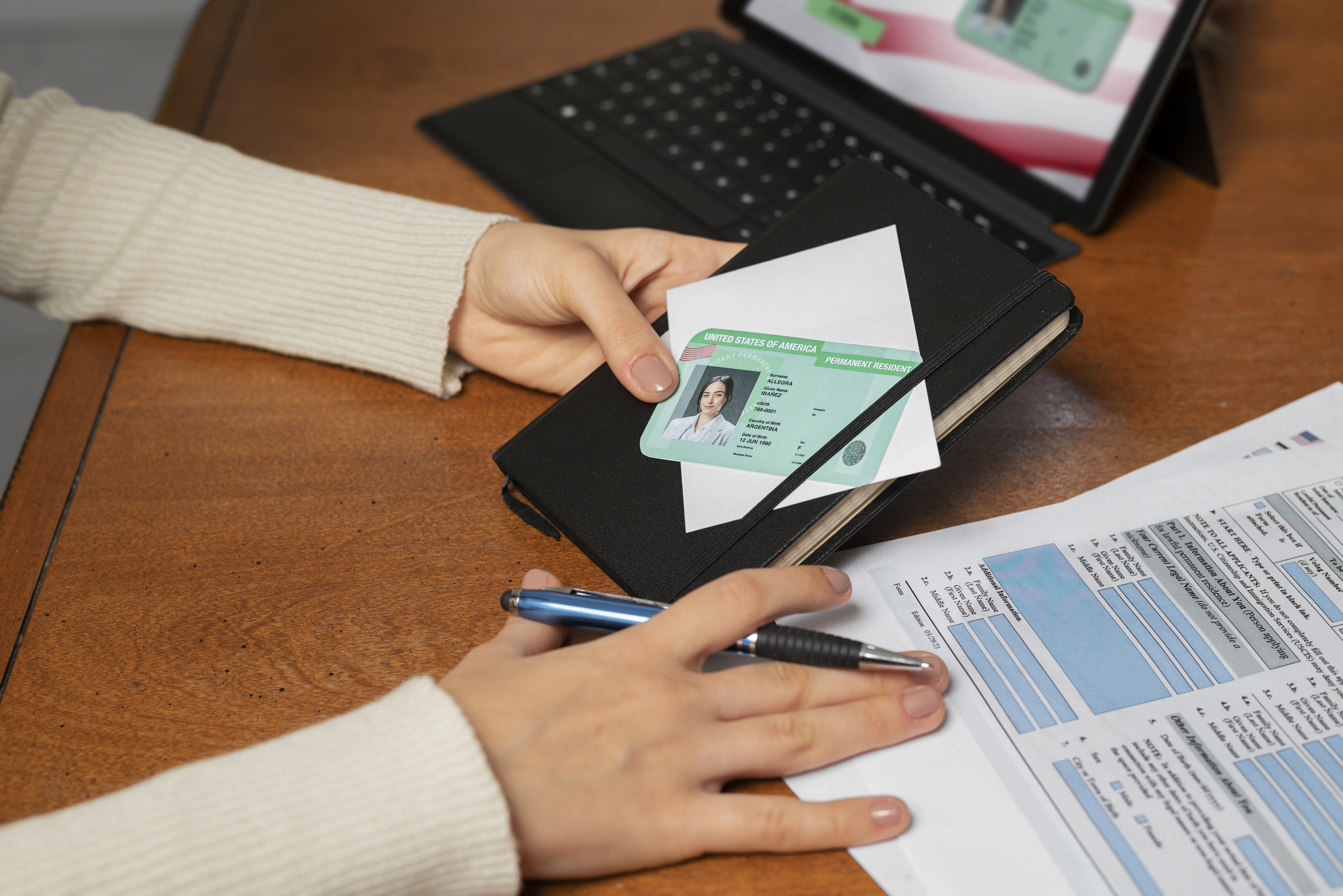top-view-green-card-application